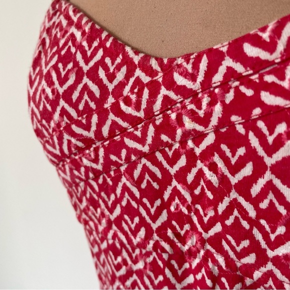 Free People Twist N Shout Red White Eyelet Printed Open-Back Cami Mini Dress M - Picture 9 of 10